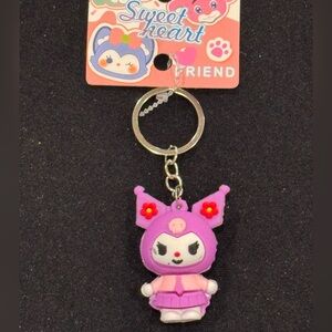 Sweetheart Friend Kuromi Figurine Keychain in Purple